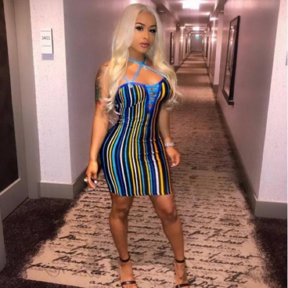 Striped Straps Bodycon Dress